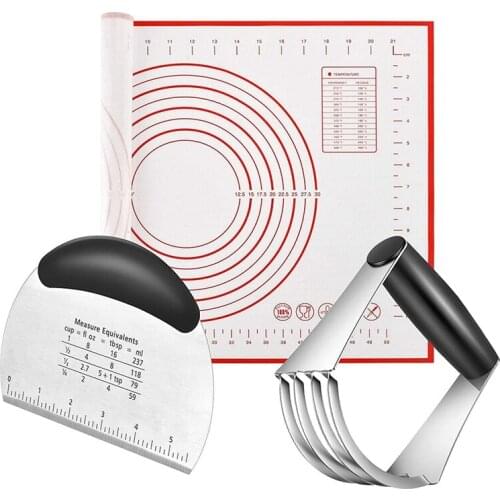 Pastry Cutter,Dough Scraper,Silicone Baking Mat-Dough Cutter Pastry Mixer Set,Baking Dough Tools and Pastry Utensils