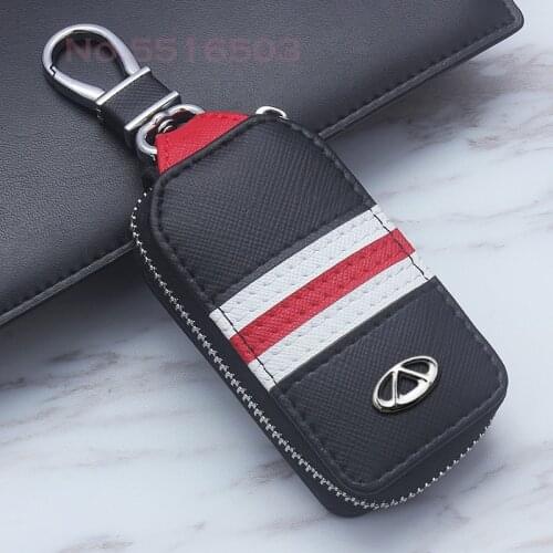 1 pcs Leather Car Key Case For Chery Tiggo 8 Plus Arrizo 3 5 7 Chery E3 E5 With Logo Key Cover Keychain Bag Car Accessories