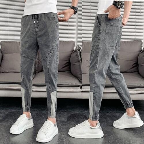Handsome 2021 mens harem pants slim thin jeans summer spirit guy pants Korean trend casual street teenagers pencil pants