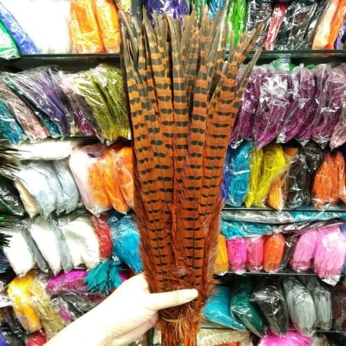 Beautiful 22-24inches/55-60cm 100 Pcs Orange Pheasants Feathers Stage Performances Wedding Decoration Accessories
