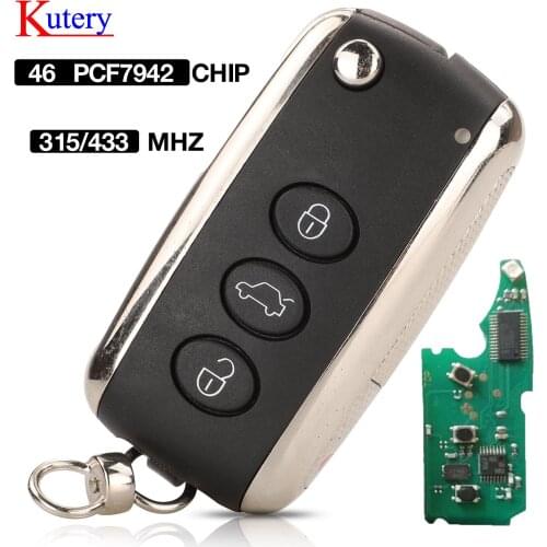 Kutery 3+1 Button 315/433MHz PCF7942 46 CHIP Flip Smart Remote Car Key For Bentley Continental GT Continental Flying Spur