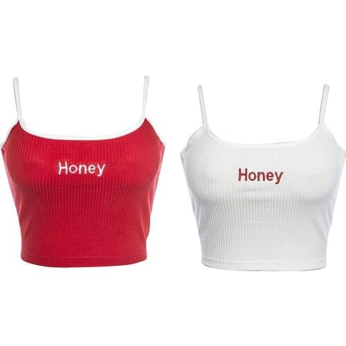 Summer Sexy Short Camisole Girls Ladies Fashion Letter Embroidery Sleeveless Backless Top Midriff-baring Streetwear for Female