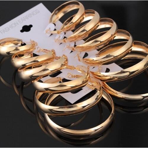 Luokey Korean Fashion Big Size Wedding Glitter Hoop Earrings Set Circle Statement Punk Earrings Female Party Engagement Jewelry
