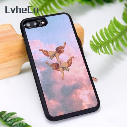 LvheCn Silicone Rubber Phone Case Cover for iPhone 6 6S 7 8 Plus X XS XR 11 12 Mini Pro Max Aesthetic baby angels