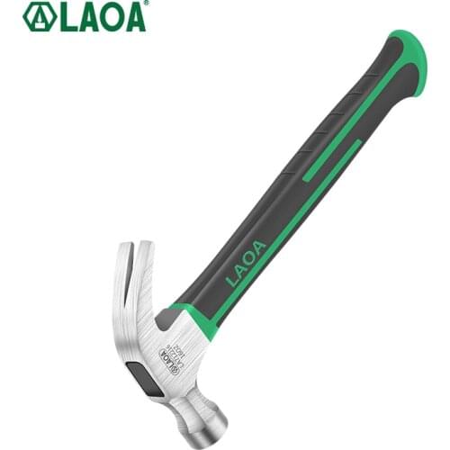 LAOA Claw Hammer 16OZ Fiberglass Handle for Woodworking Shockproof Green Black Double Colors Stainless Steel Hammers