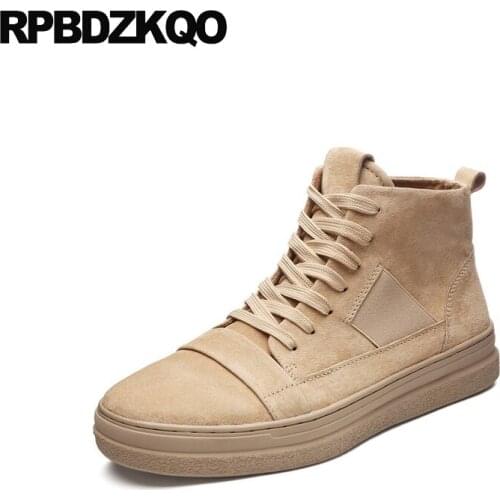 Sneakers Suede Comfort 2021 Rubber Sole Flats Hip Hop High Top Men Winter Skate Trainers Casual Brown Shoes Designer Round Toe