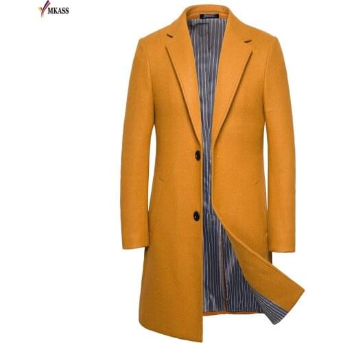 2019 Winter Men Woolen Coat Trench Men Long Business Trench Slim Fit Overcoat High Quality Men Coats Fashion Trench Outerwear