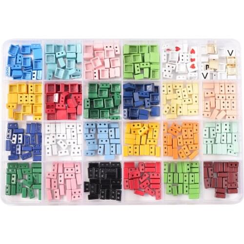 Wholesale rainbow square enamel tile bead metal LOVE letter beads jewelry bracelet making kit miuki kralen stackable beads 2020