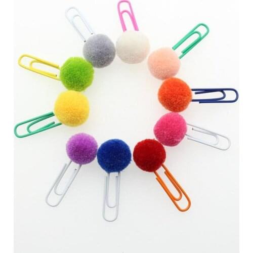 120 piece set, 17 x 40 mm,Hairball mix color Paper clip, Plush Ball paper clips, Scrapbooking, School office supplies
