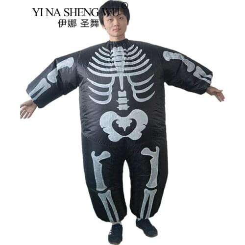 Adult Inflatable Costume Ribs Ghost Blow Up Halloween Cosplay Clothing Set For Men Women For Party Thanksgiving Christmas Toy