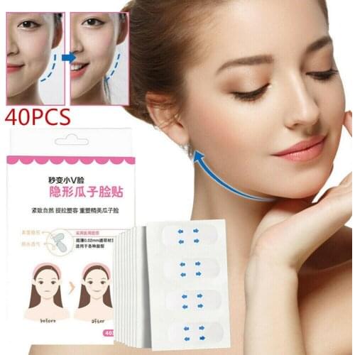 40Pcs/Set Invisible Thin Face Stickers Face Facial Line Wrinkle Sagging Skin V-Shape Face Lift Up Fast Chin Adhesive Tape