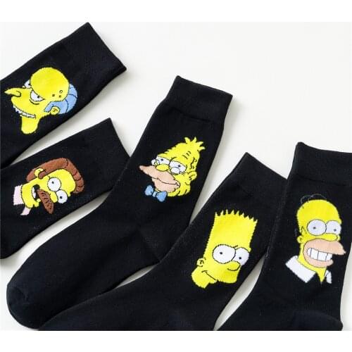 2021 New Cartoon Simpson Womens Breathable Cotton Socks Funny Pattern Girl Sock Combed of Pure Cotton Female Socks