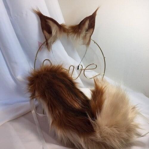 MMGG New Sciuridae Ears Hairhoop Tail Set for Anime Game Cosplay Costume Accessories Handmade Work