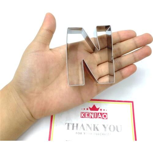 KENIAO Letter N of Alphabet Cookie Cutter for Birthday Party - 5.1 x 6.4 cm - Biscuit / Fondant / Pastry Cutter -Stainless Steel