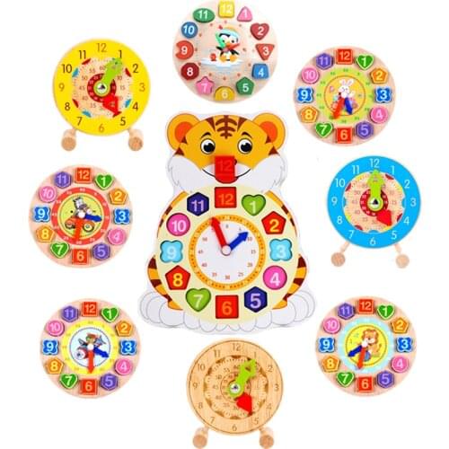 Learning Games Clocks Montessori Toys Learn Education Wooden Clock Toy Color Shape Cognitive Digital Time Game For Baby