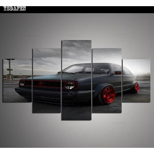 Op de muur HD print olieverf modulaire foto A sports car poster kind room decor woondecoratie 5 stks canvas art z049