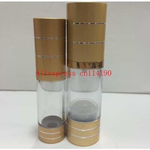 Wholesale airless cosmetic cream pump containers,lotion cream vacuum bottles with pump,Matte silver gold airless pump bottle