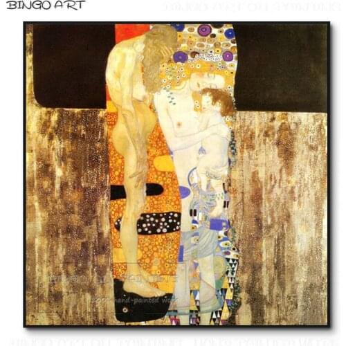 Top Artist Hand-painted The Three Ages of Woman Oil Painting on Canvas Reproduction Gustav Klimt Famous Artwork Oil Painting