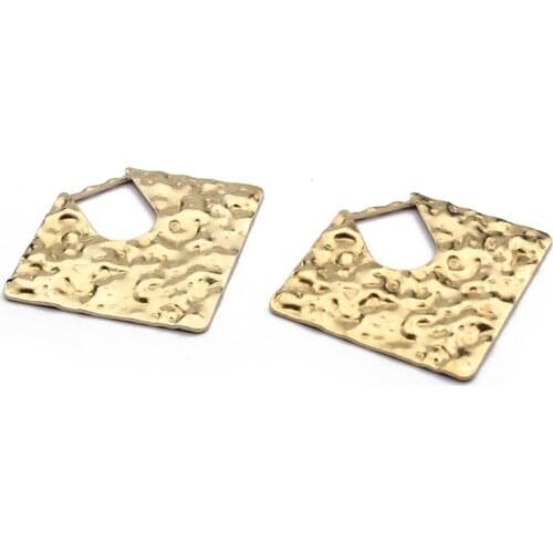 4pcs Brass 46x40mm Hammered Geometry Charms Pendant Hanging Earring Charms For DIY Jewelry Findings Making