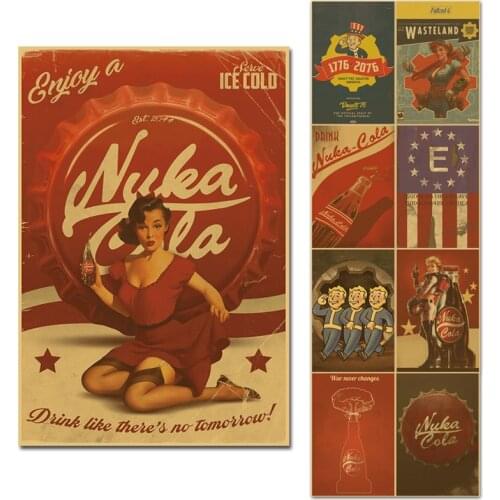 Fallout 3 4 Game Poster Home Decor 30x45cm Retro Big Kraft Paper Wall Posters Vintage Internet Cafe Bar Decoration Art Paintings