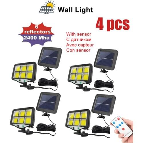 4pcs seperable Outdoor LED Solar Light Motion Sensor Waterproof Sunlight Garden Decoration Street Solar Powered Wall Lamp remote