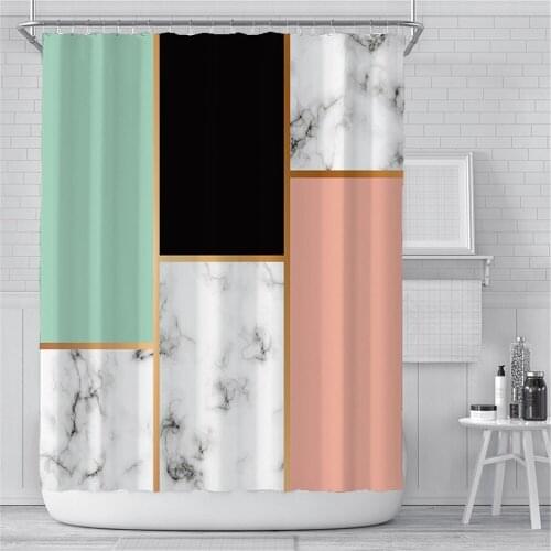 Geometry Shower Curtain Black White Grey Solid Color Print Waterproof Fabric Bath Curtains Nordic Style Fashion Bathroom Screen