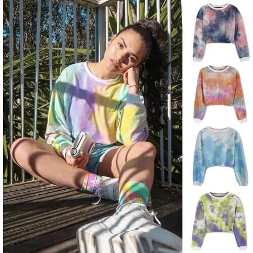 Womens T-Shirt 2021 Harajuku Multicolor Rainbow Gradient T Shirt Women Fashion Pullover Tops Clothes Loose Long Sleeve T shirt