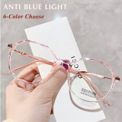 Women Men 2021 Fashion Anti Blue Light Myopia Glasses Irregular Round Eyeglasses Prescription Finished Shortsighted Eyewear