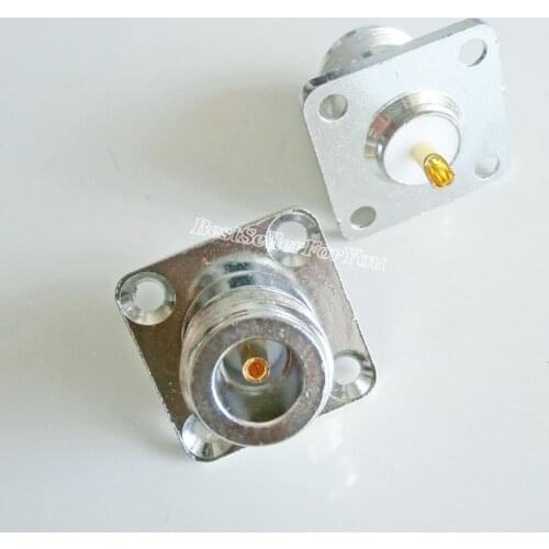 1Pcs N female jack 4-hole 25.4mm flange solder panel mount straight Connector