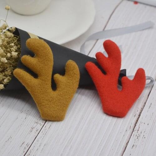 10pairs/lot 7*9cm 3d Plush Christmas antlers Padded Appliques For Craft Clothes Sewing Supplies DIY Headband Accessories