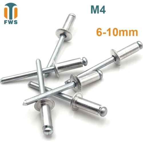 10 PCS M4 6-10mm DIN EN ISO 15977 GB /T 12618.1 Aluminum Open End Blind Rivets Pop Rivets With Protruding Head For Furniture