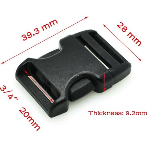 100pcs 3/4" Plastic Side Release Buckles Slimwaist Backpack Straps Webbing 20mm