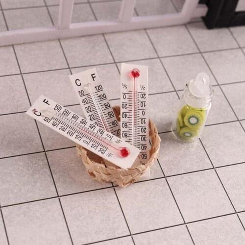 2Pcs Dollhouse Thermometer Decoration No Deformation Portable Compact Miniature Paper Thermometer for 1/12 Dollhouse