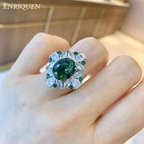 2021 Luxury 925 Sterling Silver 8*12mm Emerald High Carbon Diamond Cocktail Party Rings for Girlfriend Vintage Fine Jewelry Gift