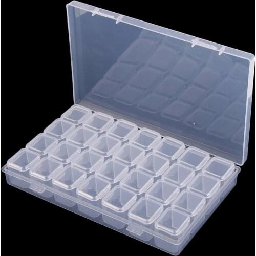 28 Slots Transparent Clear Storage Box With Caps Lid Design Clear Containers Round Organizer Case