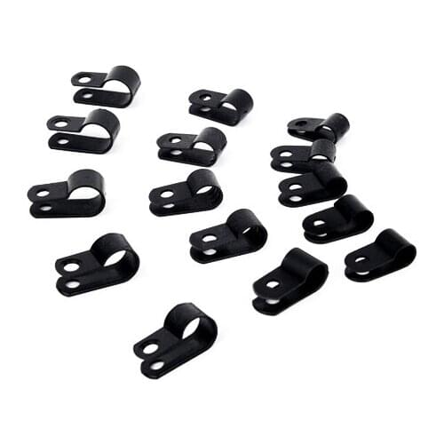50pcs ID: 3.2mm 1/8" R-Type CC Nylon Plastic Cable Clamp Cable Clips Winder Drop Wire Holder Screw Installation Reusable Black