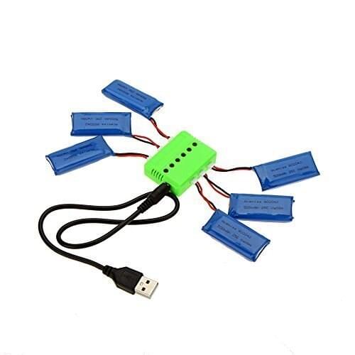 6PCS 3.7V 500mAh RC Lipo Batteries with 6 in 1 Charger for Hubsan X4 H107 H107L H107C H107D V252 JXD385 UDI U816A RC Quadcopter