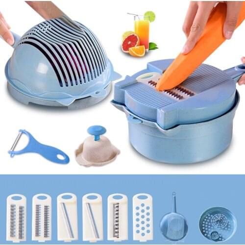 9 in 1 Vegetable Chopper Cutter Spiralizer and Shredder Multipurpose Manual Machine Grater with Guard and Egg white Separator