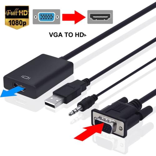 VGA to HDMI-compatible Converter Adapter hdmi-to-vga with USB Power audio 3.5mm for PC Laptop TV Box Computer Display Projector
