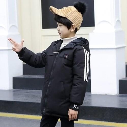 Boys Plus Velvet Cotton Down Jackets Winter Casual Hooded Warm Kids Wadded Jacket Loose Zipper Children Boys Parkas 5-13T