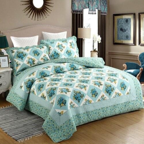CHAUSUB Printed Quilt Set 3pcs Quilted Bedspreads For Bed Cotton Quilts Bed Cover King Queen Size Coverlet Summer Blanket