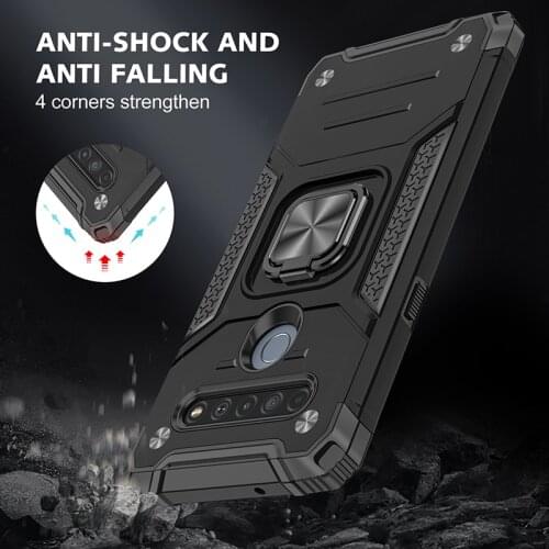Magnetic Metal Ring Stand Holder Armor Shockproof Case For LG K61 Q61 K51 K51S Stylo 6 TPU Frame Hard PC Back Cover Coque Fundas