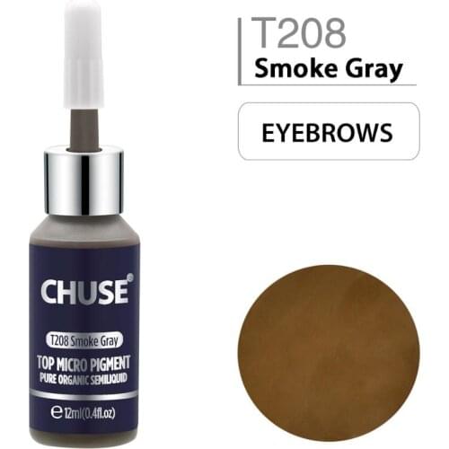 CHUSE T208 Smoke Gray Microblading Micro Pigment Permanent Makeup Tattoo Ink Cosmetic Color Passed SGS,DermaTest 12ml (0.4fl.oz