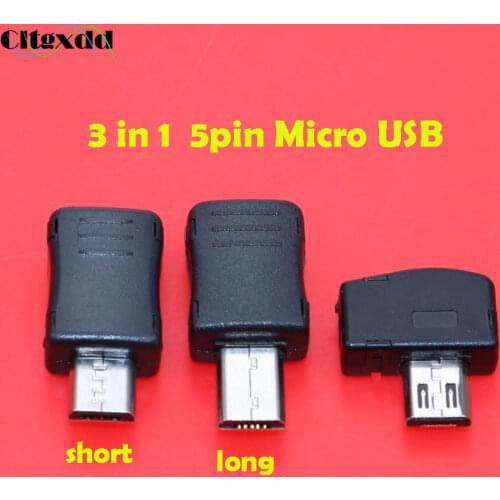 Cltgxdd 1pcs Micro USB 5 pin Male plug connector Long / Short / Bent V8 port welding Data OTG line interface DIY data cable