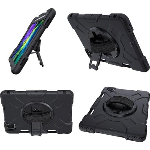 For iPad Pro 12.9 Case 2020 4th 3rd Generation Full Body Shockproof iPad Pro 12.9 2018/2020 360° Rotating Stand Cover with Strap