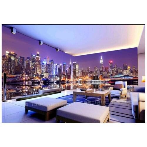 Customized 3d wallpaper for walls 3 d wall murals wallpaper fashion Hd 3 d night theme paintings background wall 3d living room