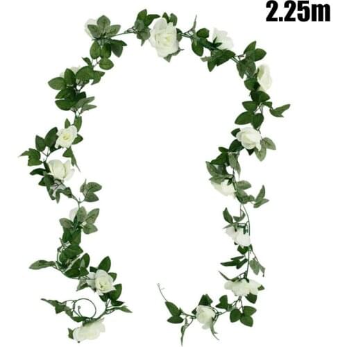 1 Pc Artificial Flower Rose Vine 16 Heads 7Ft Artificial Faux Silk Flower Rose Leaf Garland Vine Home Decor
