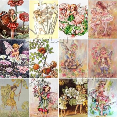 Flower Fairy Diy Diamond Painting Cross Stitch Girl Room Decor Full Square Rhinestone Mosaic 5D Dimond Embroidery Wall Pictures
