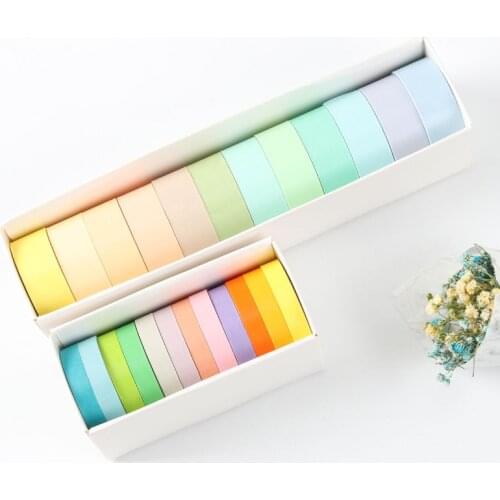 12 pure Colors Adhesive Masking Tape Rainbow color Washi Tape DIY Scrapbooking Stationery Decor Tape