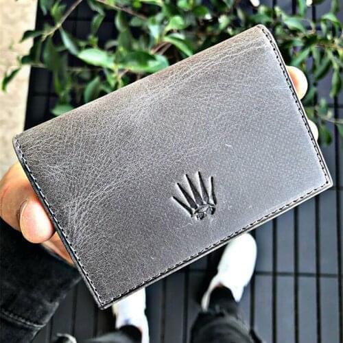 Leather Card Holder Wallet Men Brand Black Magic Trifold Leather Slim Mini Wallet Small Money Bag Male Purses Genuine Leather 100% Genuine Leather Men Wallet Coin Purse Small Mini Card Holder Portomonee Male Walet 1